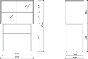 Čierna vitrína s posuvnými dverami 70x109x40 cm Lekko – noo.ma