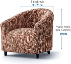 Bielastické poťahy UNIVERSO NOVÉ žíhané hnedé klubové kreslo (š. 50 - 70 cm)