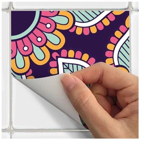 Sada 30 nástenných samolepiek Ambiance Wall Stickers Tiles Azulejos Mariska, 15 × 15 cm