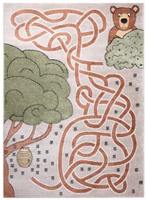 Dywany Łuszczów, Detský kusový koberec Fun Honey with Bear beige, 240x330, hnedá, detská izba