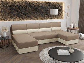 Rohová sedacia súprava U Radiant U1 (béžová + krémová). Akcia -20%. Vlastná spoľahlivá doprava až k Vám domov. 1057509