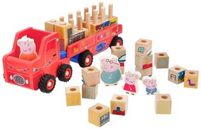 Drevené nákladné auto s prívesom Prasiatko Peppa (auto s drevenou abecedou)  (100395658)