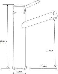 Mexen ERI - Vysoká umývadlová batéria, čierna, 74210-70