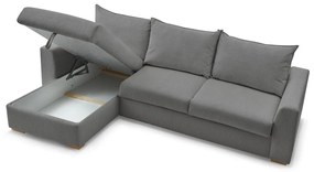 Sivá menčestrová rozkladacia rohová pohovka (variabilná) Augustin – Bobochic Paris