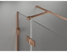 Mexen Lunar T, výklopný ľavý sprchový kút 125 x 80 cm, 8mm číre sklo, profil medená matná, 834T-125-080-65-00-L