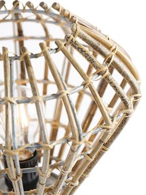 Rustikálna stolná lampa trojnožka bambus s bielou - Canna Diamond