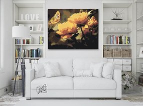 Gario Maľovanie podľa čísel Motýľ s kvetmi Rozmery: 40 x 30 cm, Rámovanie: S vnútorným rámom
