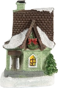 Dekorácia malinký svietiaci zelený domček Manon LED - 5*5*7 cm