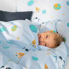 Goldea detské bavlnené obliečky - kozmonauti vo vesmíre 140 x 200 a 70 x 90 cm