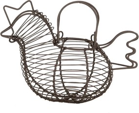 Hnedý dekoračný drôtený košík v tvare sliepočky - 23*14*17 cm