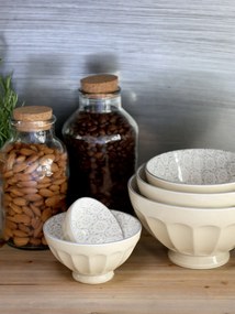 Set 5ks latté porcelánová miska s kvetmi vo vnútri Arés - Ø15*9 cm