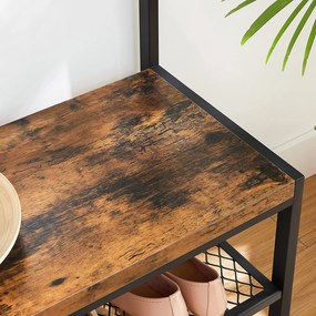 Vešiakový stojan s lavicou, predsieňová stena, rustikálna hnedá