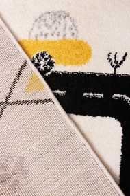Detský koberec Kiddy H046A  svetlosivý / žltý