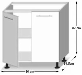 Dolná kuchynská skrinka Lilouse D 80. Vlastná spoľahlivá doprava až k Vám domov. 788634