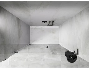 Mexen Lunar-B, L Otočné ľavé sprchové dvere 115 cm, 8mm číre sklo, brúsený grafit profil, 832SL-115-050-66-00-L