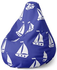 Sedací vak Pear biele lode - detský, modrá / biela
