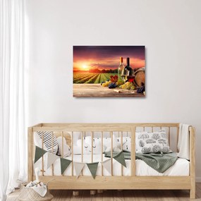 Sklenený obraz vinice s vínom (70x50 cm)