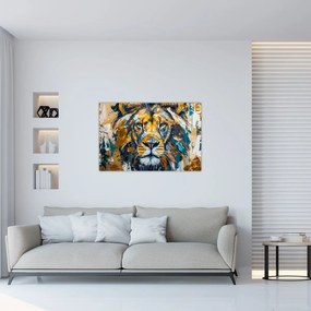 Obraz - Abstraktná olejomaľba s levom (90x60 cm)