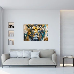 Obraz - Abstraktná olejomaľba s levom (90x60 cm)