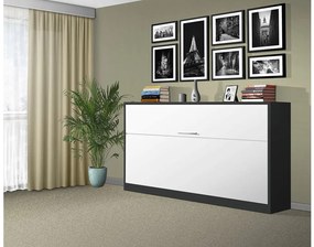 Nabytekmorava Sklápacia posteľ VS1056, 200x90cm farba lamina: antracit/biele dvere, Varianta dverí: lesklé