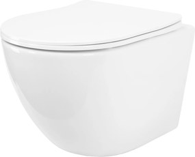 Rea Carlo Mini, závesná WC misa 490x365x370mm, Rimless Tornado NF + toaletné WC sedadlo, biela lesklá, REA-C1260