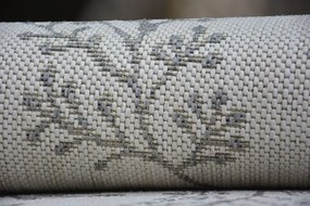 Koberec SIZAL FLAT 48774/367 Lístky vtákov krém sivý