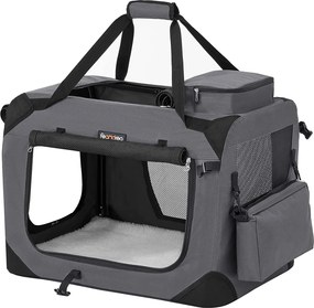 Skladací nosič pre domáce zvieratá, prepravný box, veľkosť M, sivý
