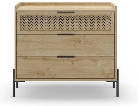 Nízka komoda v dekore duba v prírodnej farbe 90x80 cm Inca – Marckeric