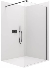 Cerano Onyx, sprchová zástena Walk-in 120x200 cm,8 mm číre sklo, čierny profil, CER-CER-DY101B-120-200