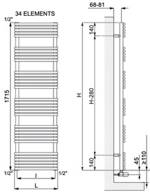 Cordivari Sandy - Radiátor 1715x600 mm, leštená nerez 3551440130260