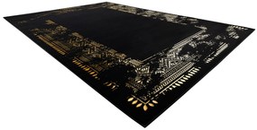 Koberec GLOSS moderný  408C 86 vzor rámu, glamour, art deco čierno / zlatý
