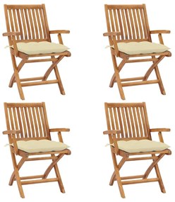 Skladacie záhradné stoličky s podložkami 4 ks tíkový masív 3072740
