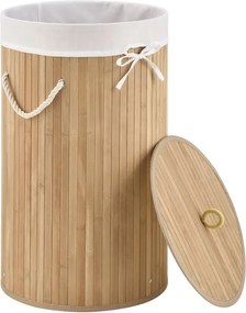 Bambusový kôš na bielizeň okrúhly 55 l s vekom a vakom