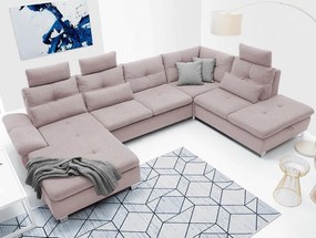 Sedacia súprava Madeira 3A, svetlo ružová látka, tvar pravé U