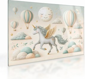 Sklenený obraz - Šťastný jednorožec (70x50 cm)