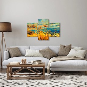 Obraz - Západajúce slnko nad jazerom, akrylová maľba (90x60 cm)