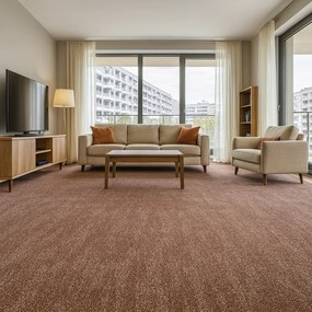 Spoltex, Metrážny koberec Leon 93244 Tm. Hnedý, na mieru, šíře 3m,4m, hnedá, filc, obývacia izba