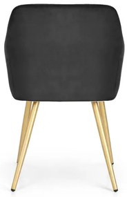 Sada dvoch jedálenských stoličiek ESTELLE zamatové, čierne / zlaté nohy (2 ks)