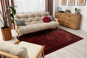 Koberec ORIENT Y307 so strapcami, rám / ornament / klasický, bordový / čierny