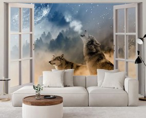 Gario Fototapeta Okno - vyjúce vlky Materiál: Vliesová, Rozmery: 210 x 150 cm