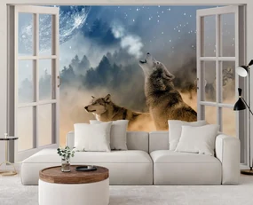 Gario Fototapeta Okno - vyjúce vlky Materiál: Vliesová, Rozmery: 210 x 150 cm