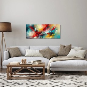 Obraz – Abstrakcia s červenou (120x50 cm)
