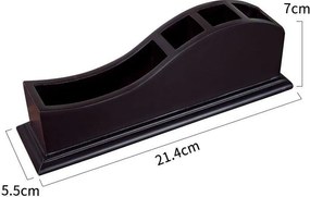 Elegantný drevený stojan na perá a vizitky, vlnka, tmavohnedý HX-1006