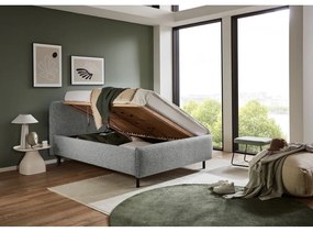 Svetlosivá čalúnená dvojlôžková posteľ s úložným priestorom s roštom 140x200 cm Primo – Meise Möbel