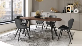 ALDO 100 Dub hnedý/čierne nohy - OKRÚHLY LOFTOVÝ/INDUSTRIÁLNY ROZKLADACÍ STÔL DO OBÝVAČKY/JEDÁLNE