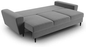 Svetlosivá zamatová rozkladacia/s úložným priestorom pohovka 235 cm Kyoto – Cosmopolitan Design