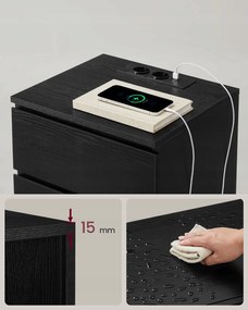 Súprava 2 ks nočných stolíkov Vasagle Girgo so zásuvkou a USB portmi čierna