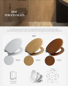 BISK Erga, toaletné WC sedátko z MDF s pomalým zatváraním, biela, ERG-08222