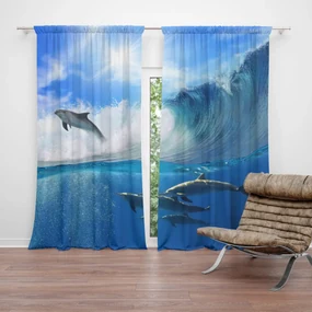 Sablio Záves Delfíni ve vlnách: 2 ks 140x250 cm