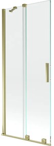 Mexen Velar, 2-krídlová posuvná vaňová zástena 80 x 150 cm, 8mm číre sklo, zlatý matný profil, 896-080-000-01-55